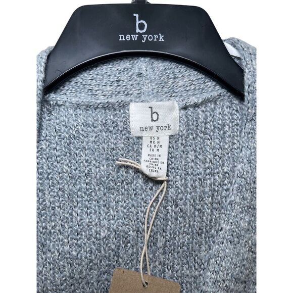 B New York Women's Gray Open Front Cardigan Sweater w/ Pockets M - Picture 8 of 10